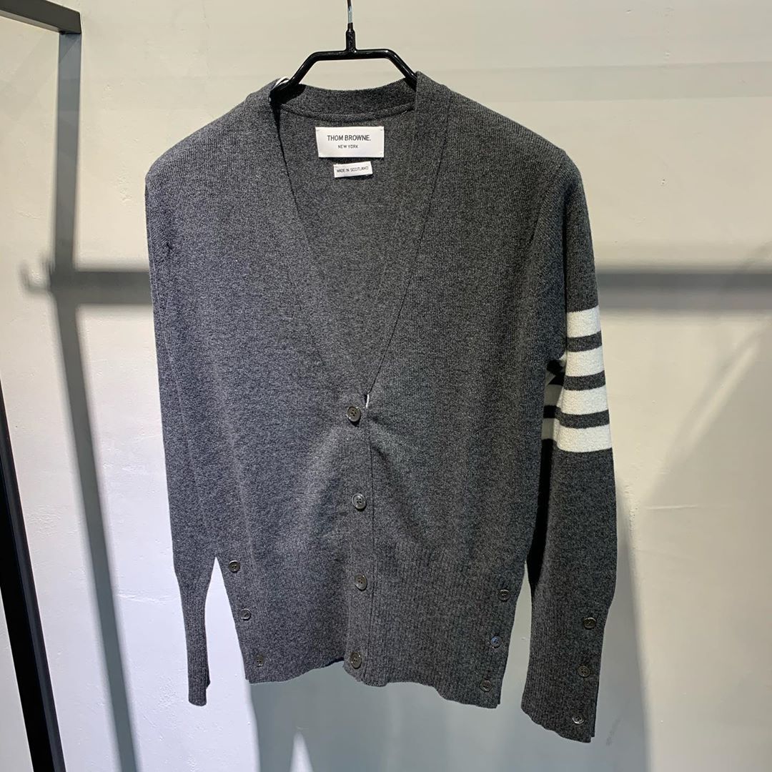 Thom Browne 4-bar Merino Wool Cardigan In Black
