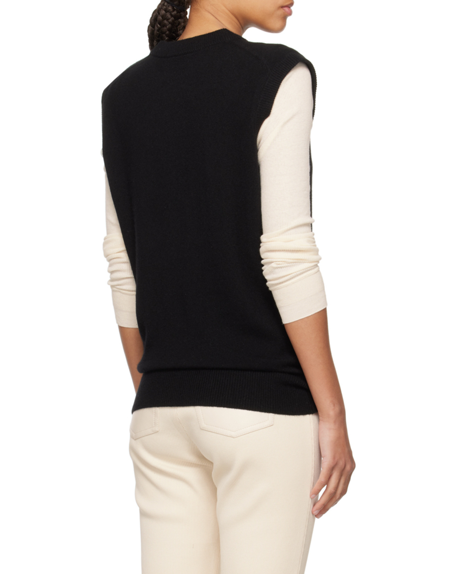 ANINE BING SOLID COLOR ROUND NECK PULLOVER SLEEVELESS VEST