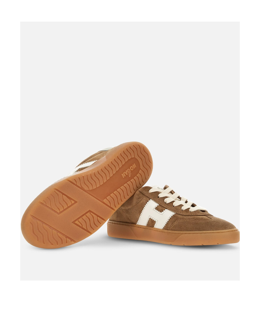 Hogan Stylish Sneakers With Contrast Panel And Suede Finish In Brown