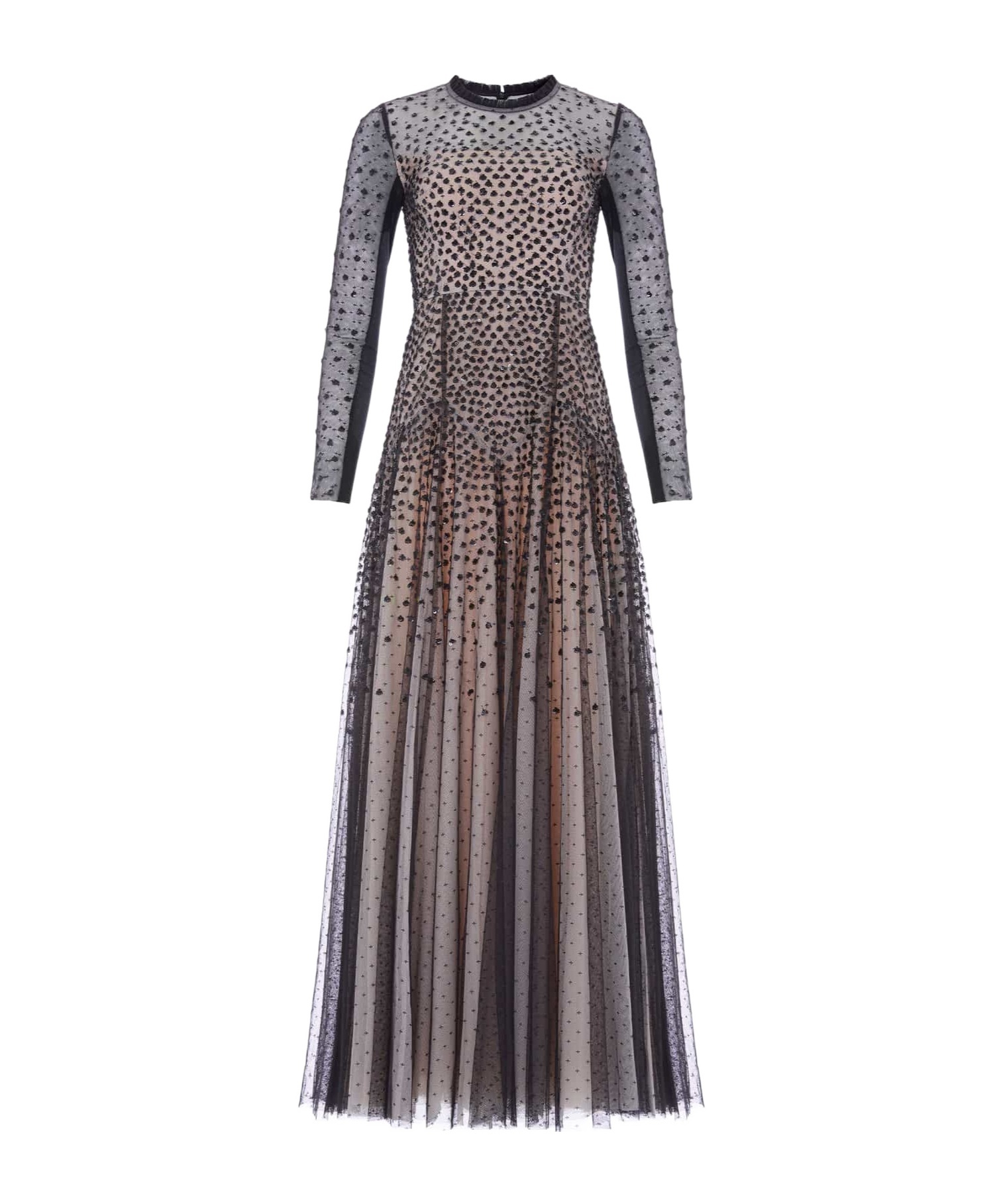 Needle & Thread Sequin Cascade Round Neck Gown In Brown