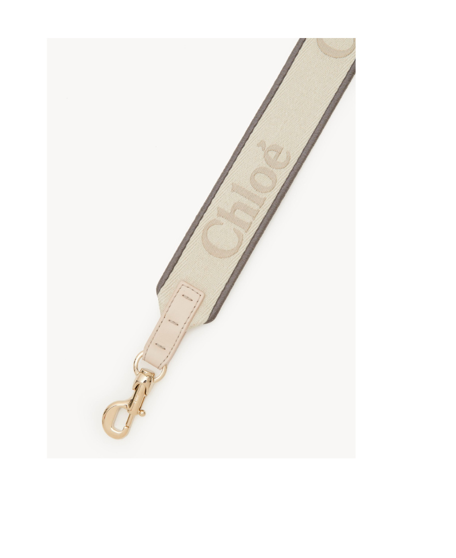Chloé Chloe Embroidered-logo Shoulder Bag Strap In Nude