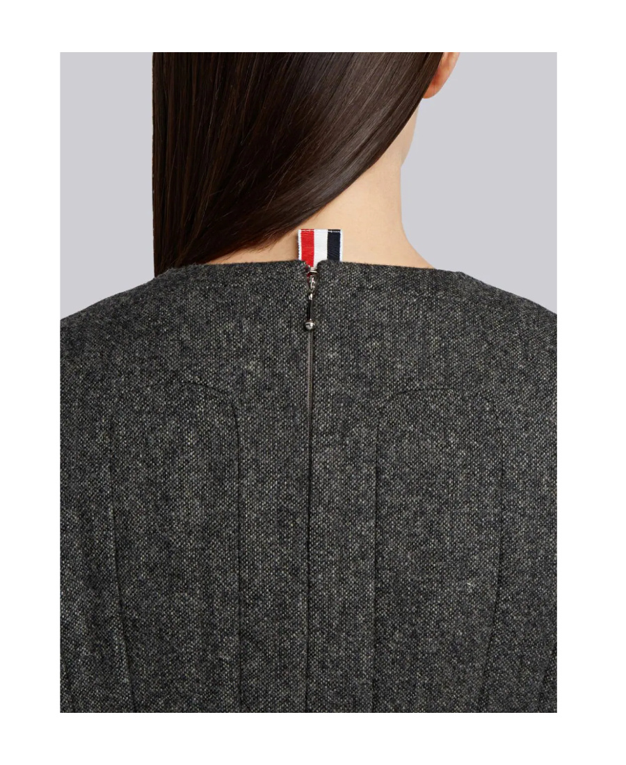 Thom Browne Wool Pleated Dress In Black