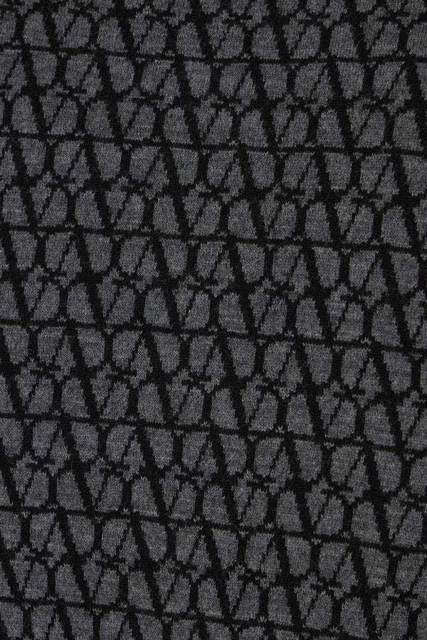 Valentino Grey Toile Iconographe Crew-neck Cardigan In Black