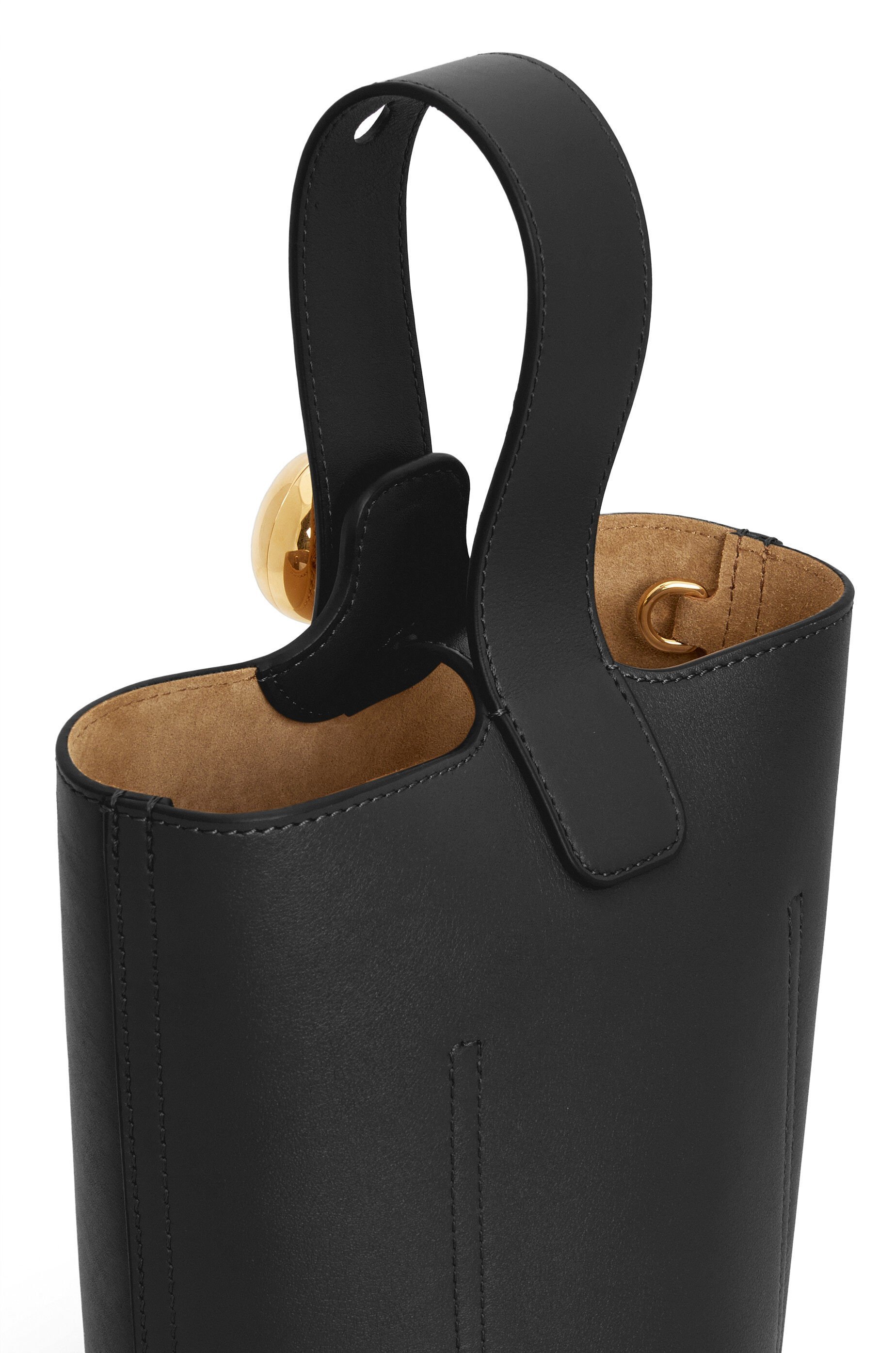 Loewe Burgundy Colour Calfskin Pebble Bucket Medium Bag In Black