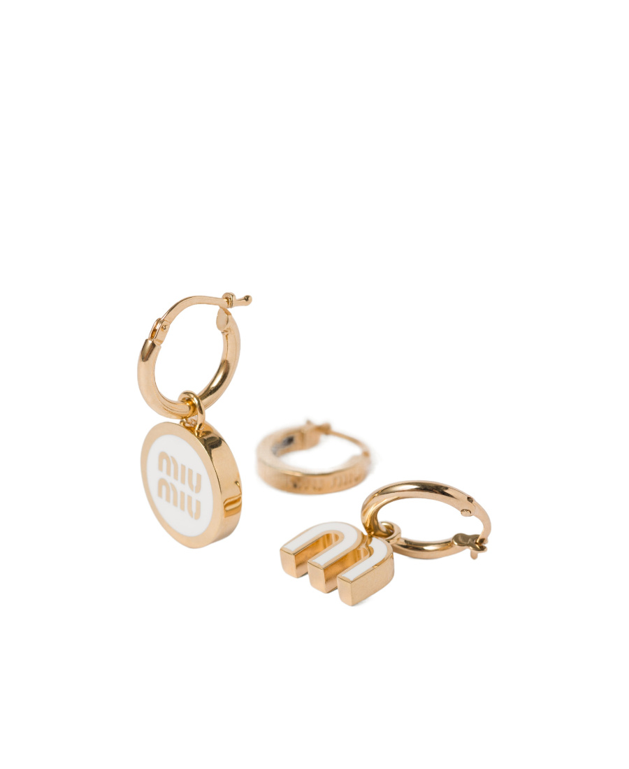 MIU MIU SET OF ENAMELED METAL EARRINGS