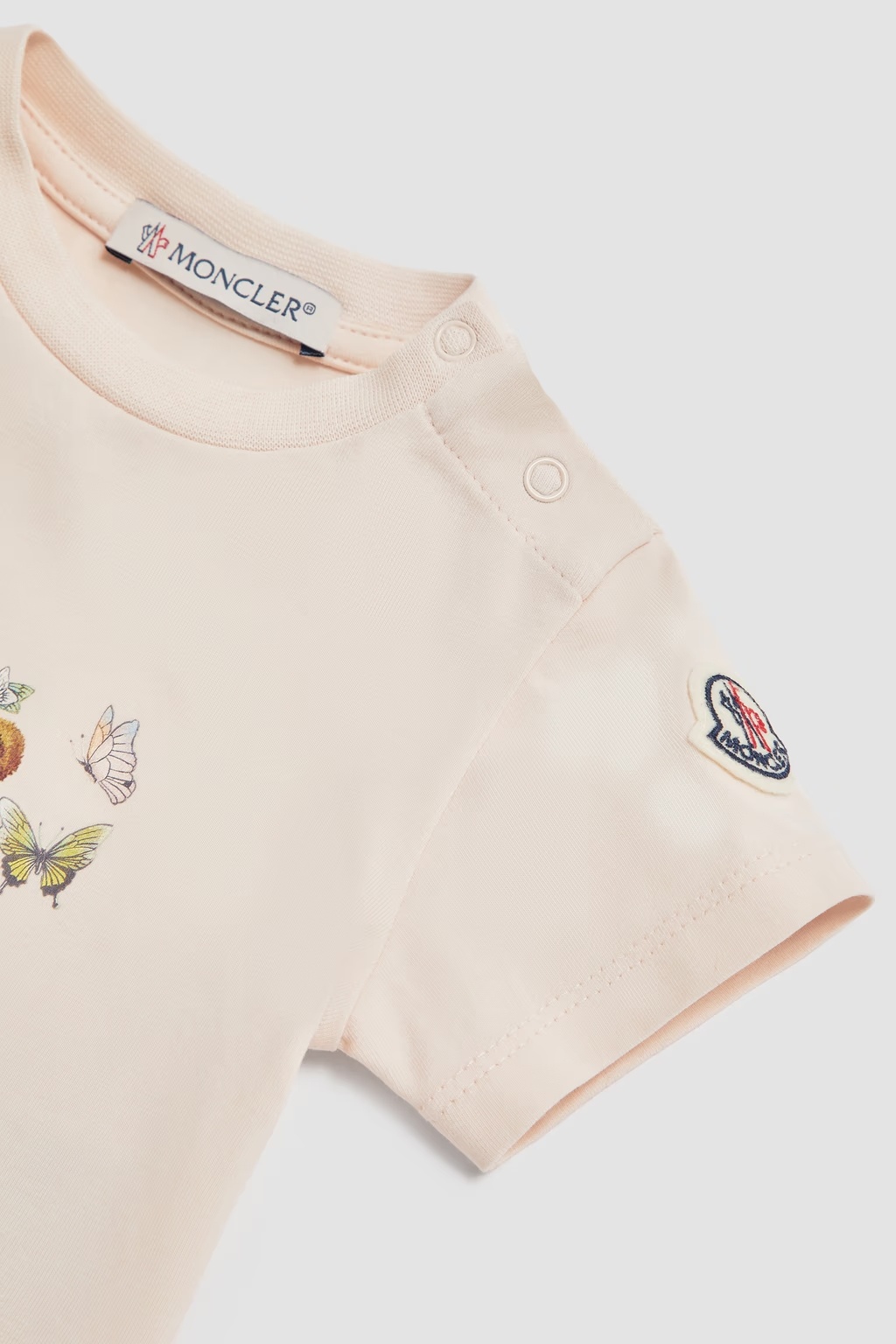 Moncler Teddy Bear Pattern Cotton T-shirt In Pink