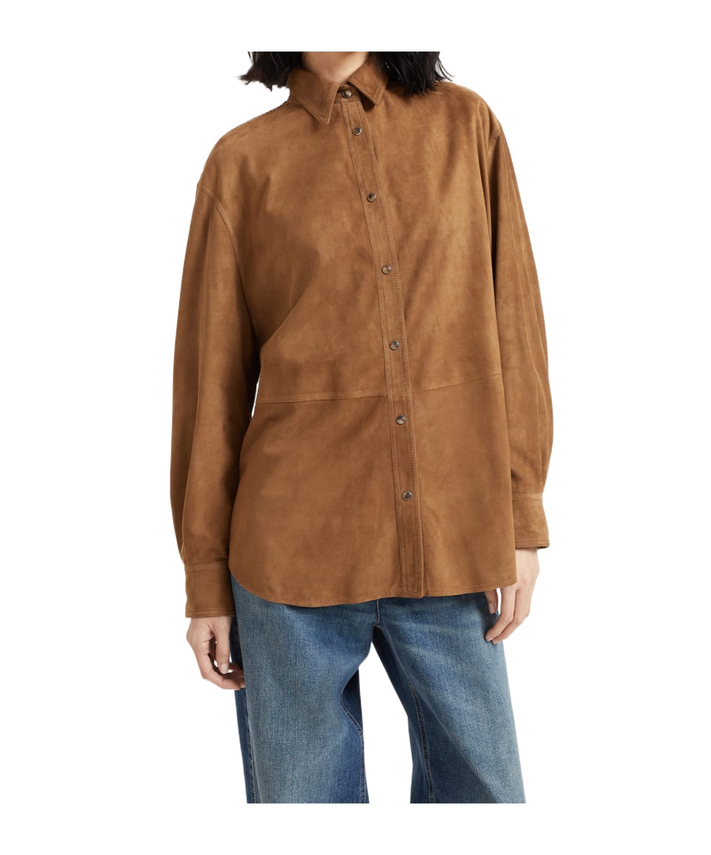 Brunello Cucinelli Suede Shirt With Monili In Brown