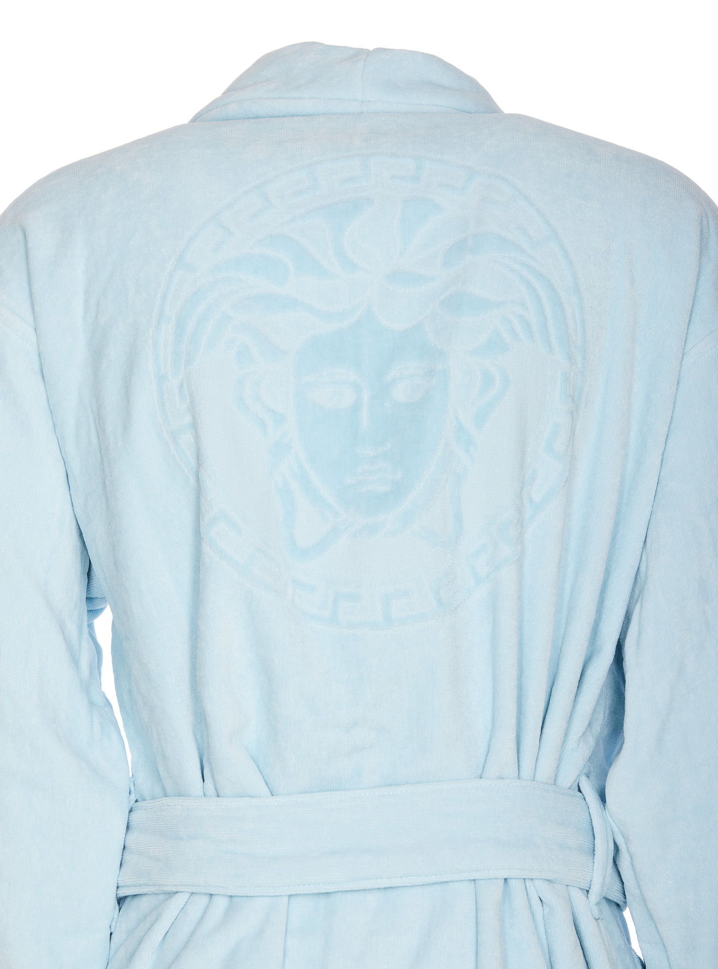 Versace Medusa Head-motif Cotton Robe In Blue