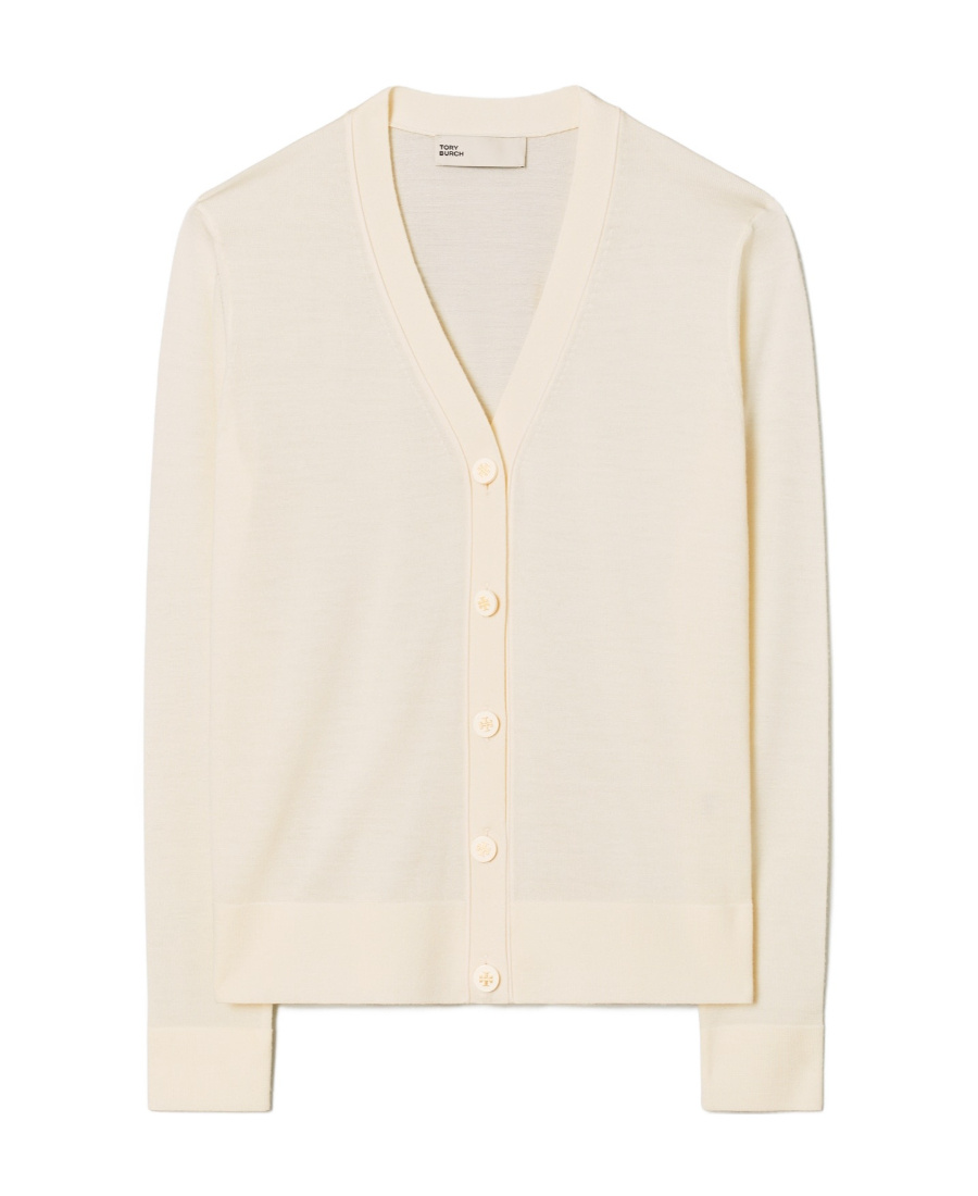 Tory Burch V-neck Button-up Cardigan In Neutral