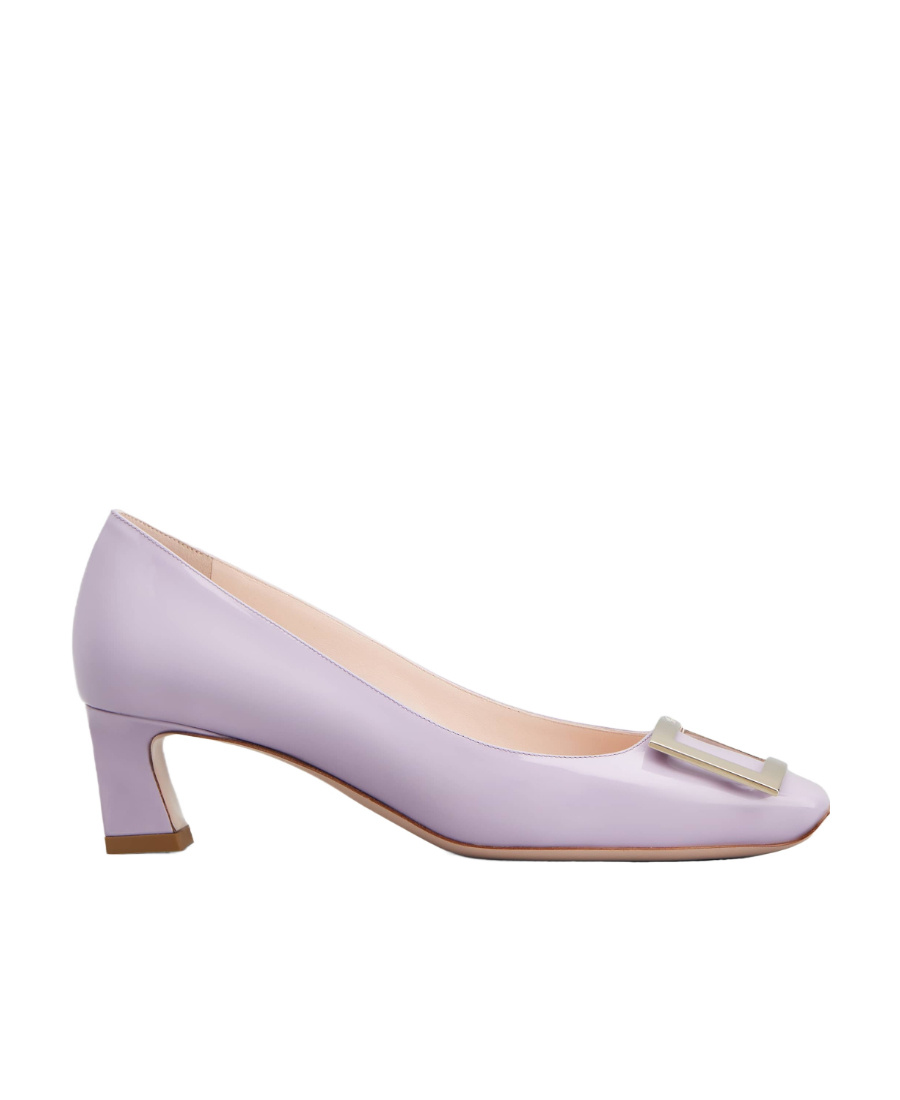 Roger Vivier Trompette Metal Buckle Pumps In Patent Leather In Purple