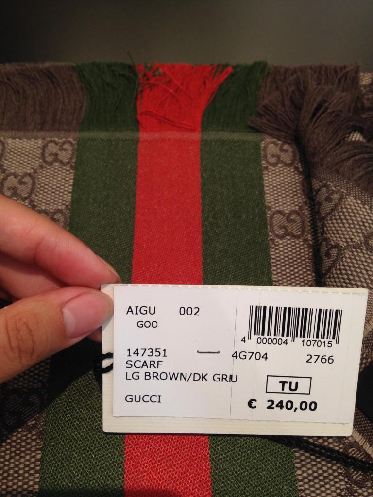 Gucci Gg Jacquard Knit Scarf With Web And Fringe In Brown
