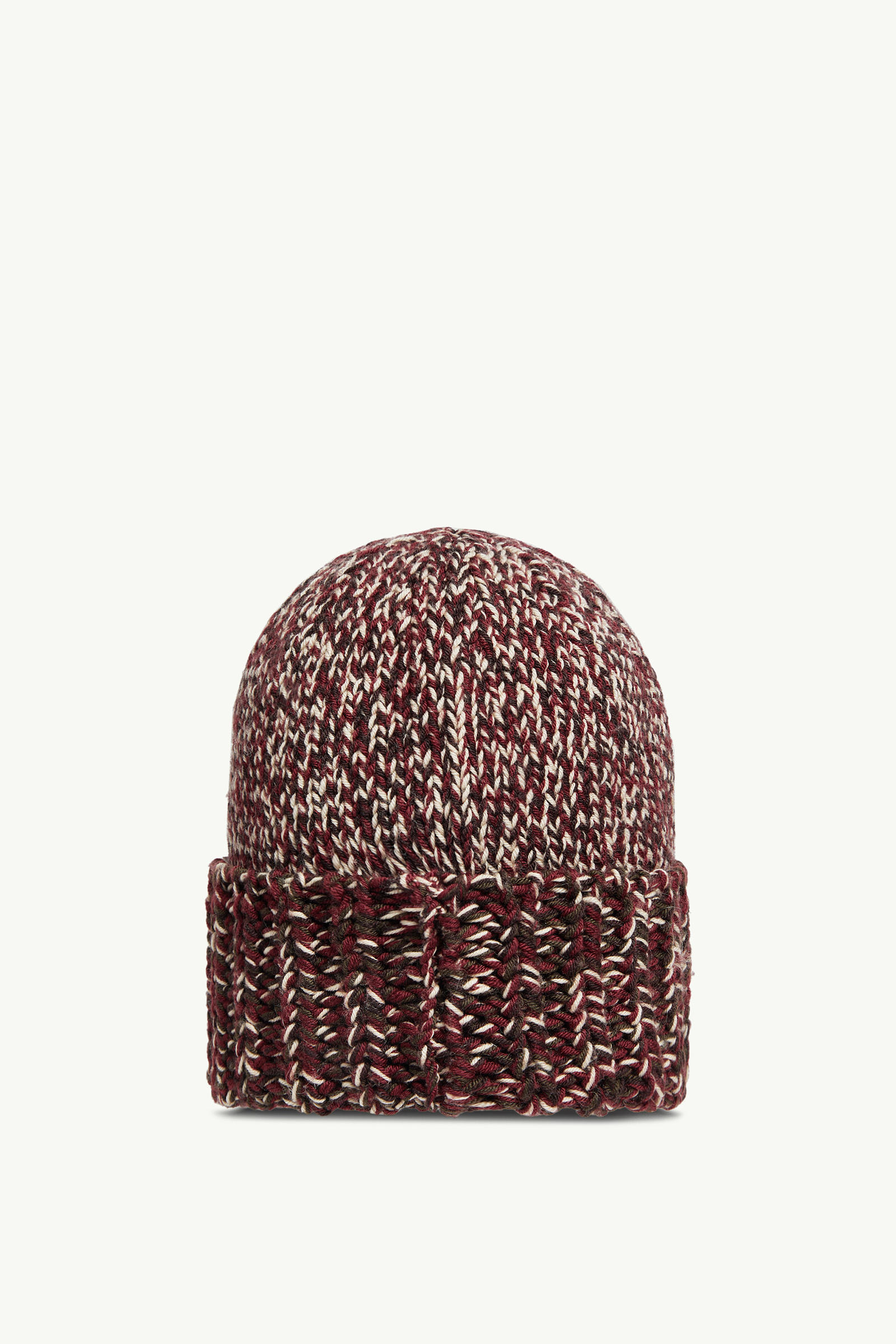 Moncler Cable-knit Logo-detail Beanie In Burgundy