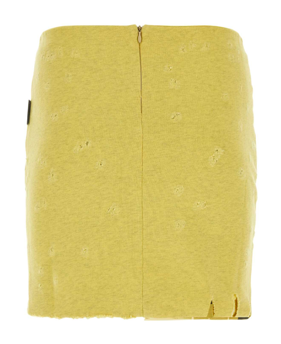 Palm Angels Gd Destroyed Straight Skirt In Yellow