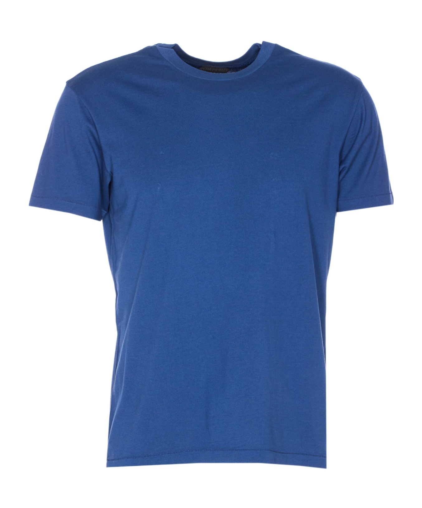 Tom Ford Crewneck T-shirt Embroidered Logo In Blue