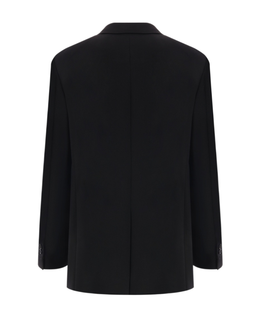 Bottega Veneta Contrast-stitching Wool Blazer In Black