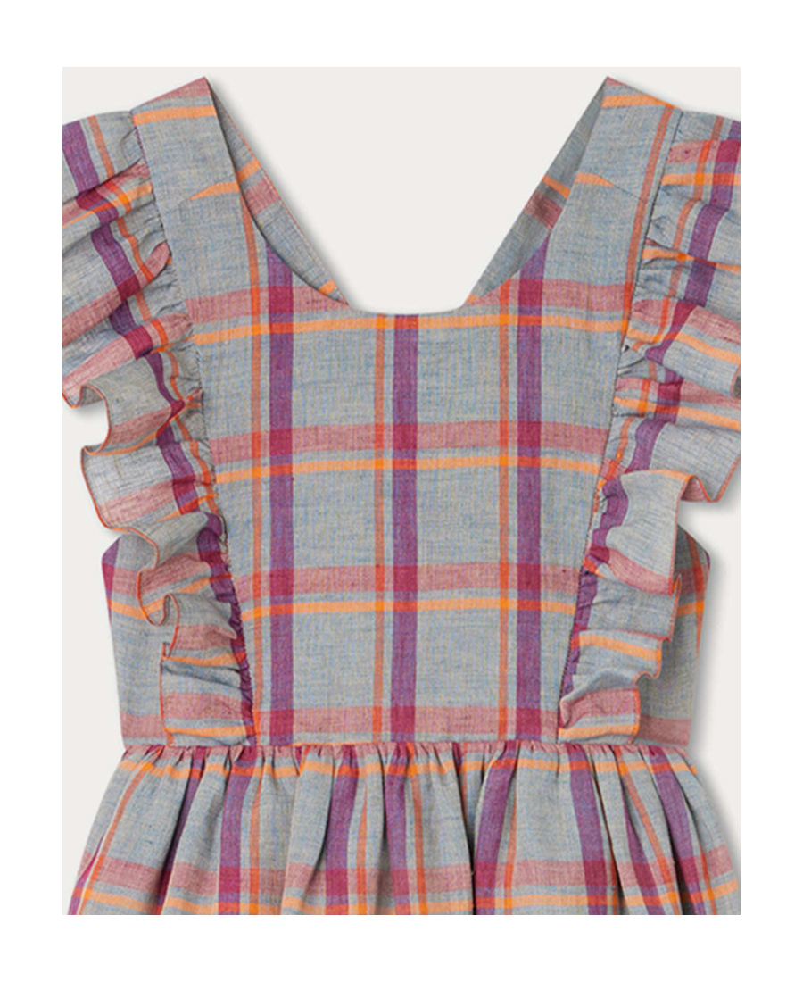 Bonpoint Carole Check-print Maxi Dress In Gray