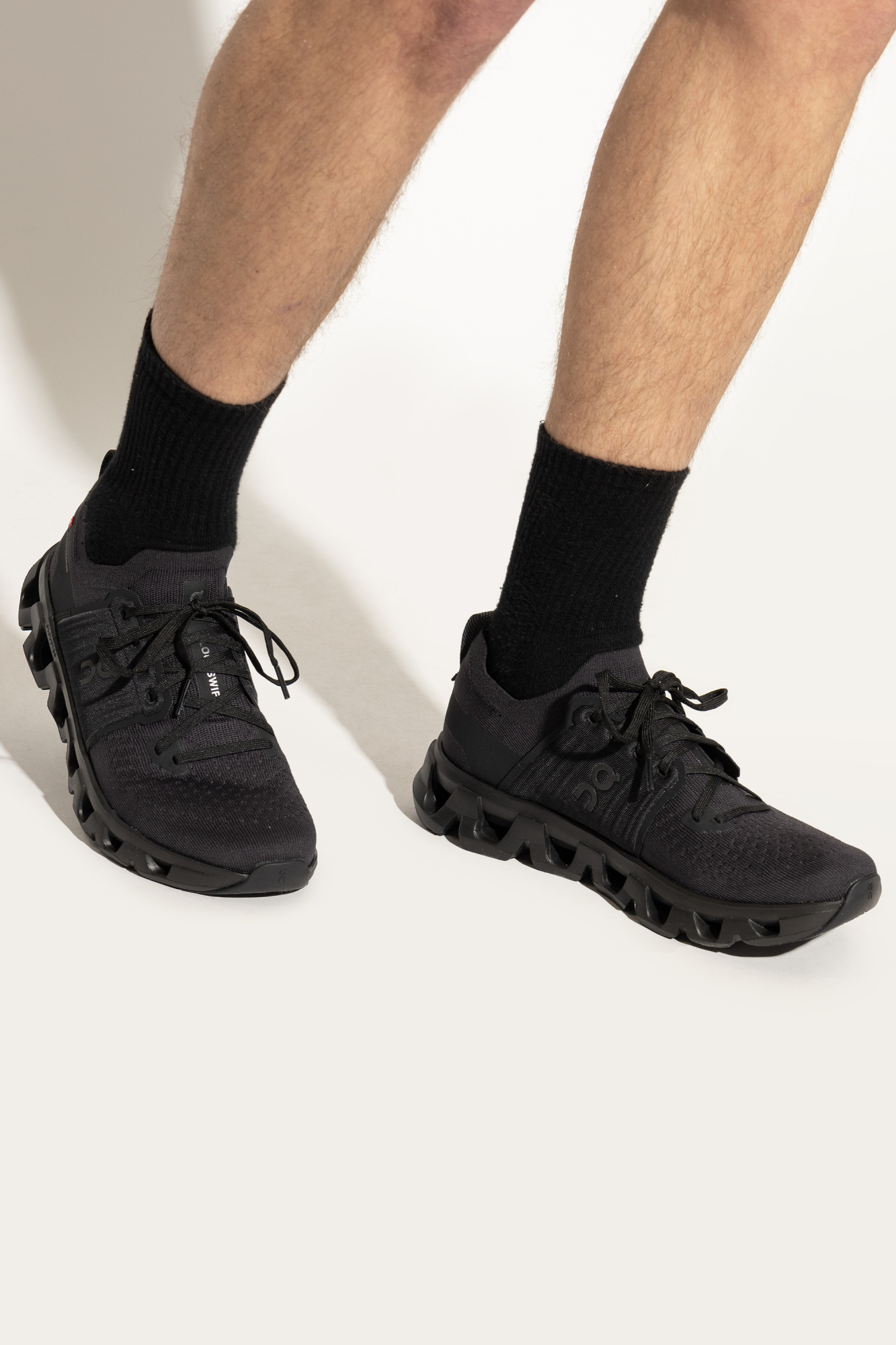 On Running Round Toe Low-top Sneakers In Black
