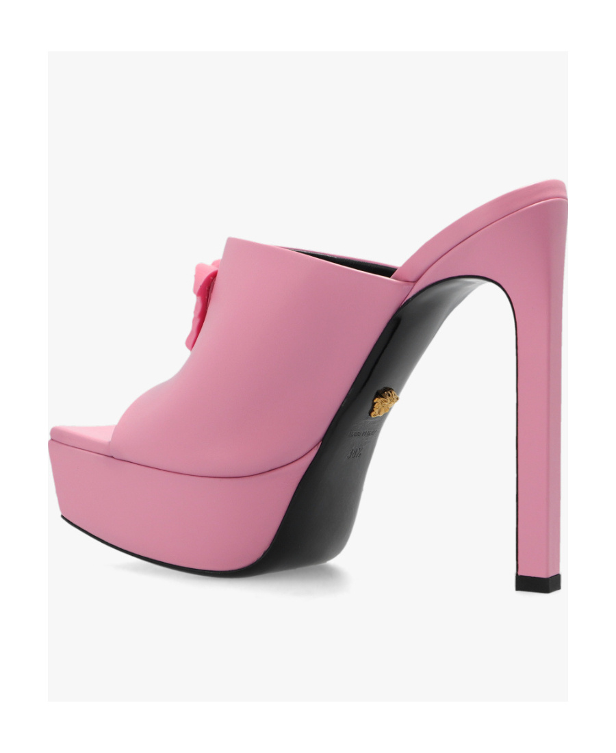 Versace La Medusa 140mm Platform Mules In Pink