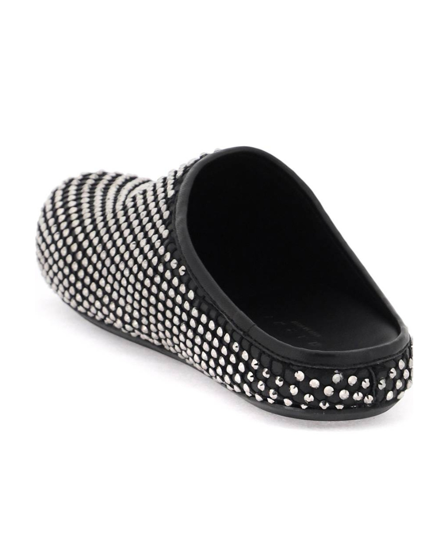 Marni Fussbett Sabot Leather And Crystal-embellished Mesh Clogs In Black
