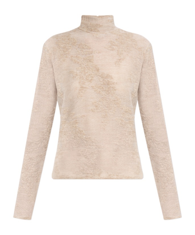 Ganni Long Sleeve Sweater In Neutral