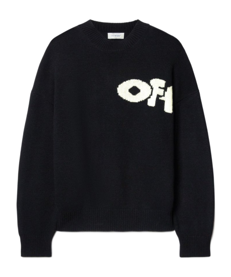 Off-white Intarsia-knit Logo Sweater In Black