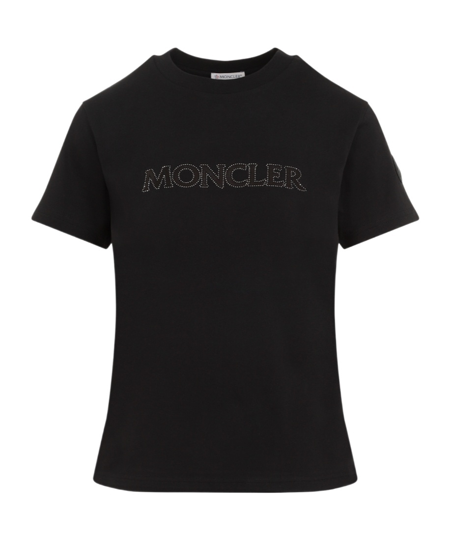 Moncler Logo Embellished Crewneck T-shirt In Black