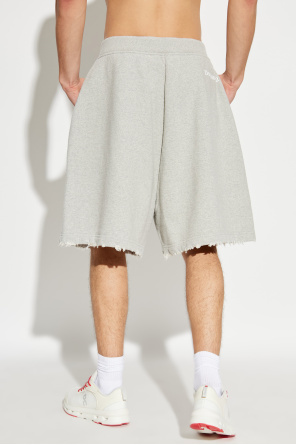 Dsquared2 Logo Printed Vintage Effect Distressed Shorts In White
