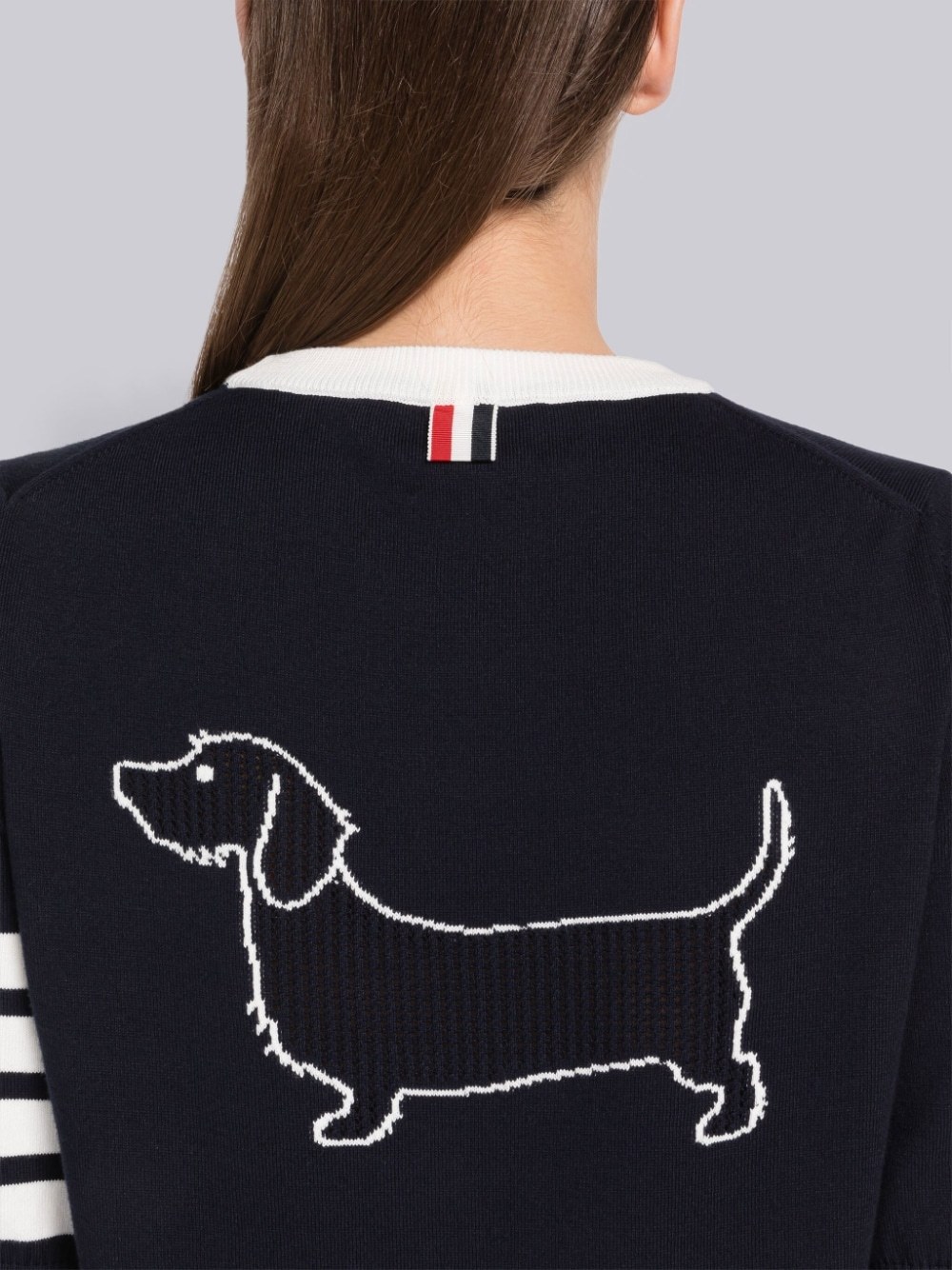 Thom Browne Hector-embroidery Knitted Minidress In Black