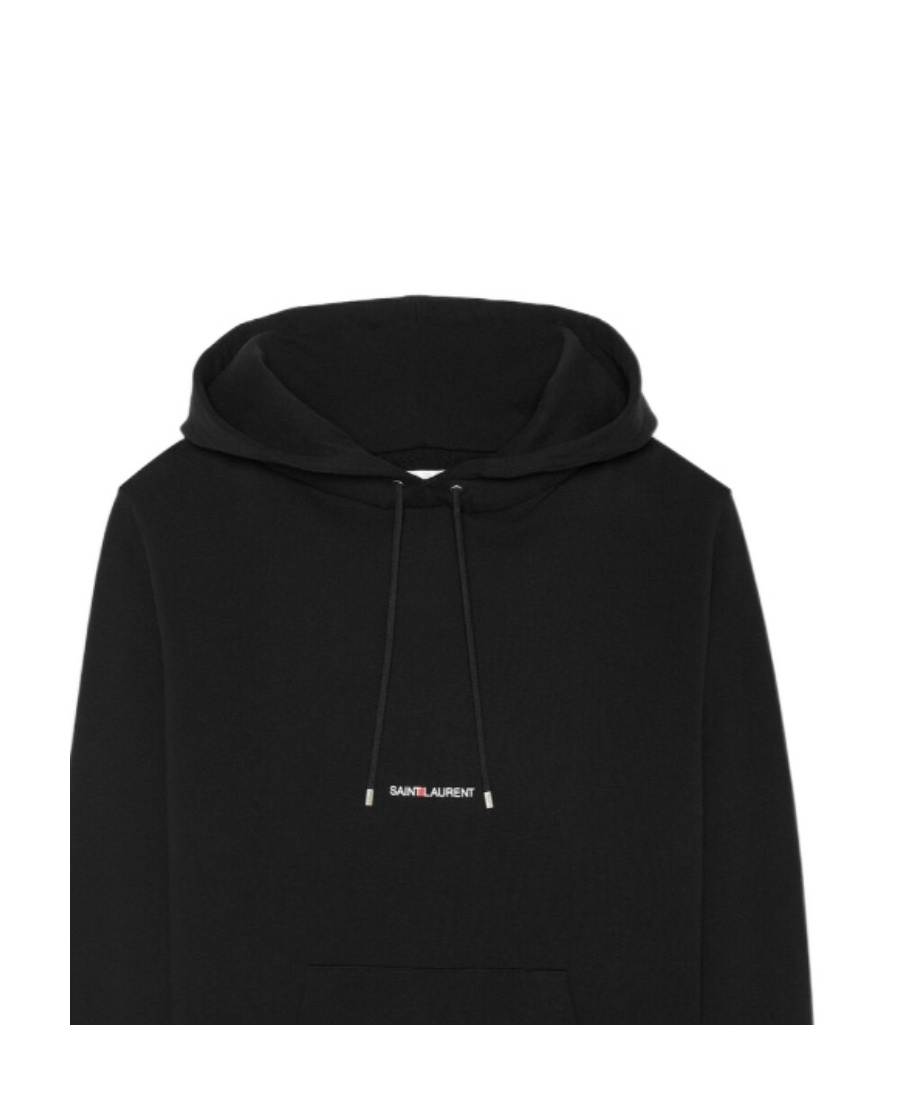 Saint Laurent Logo Hoodie Sweatshirt In Black
