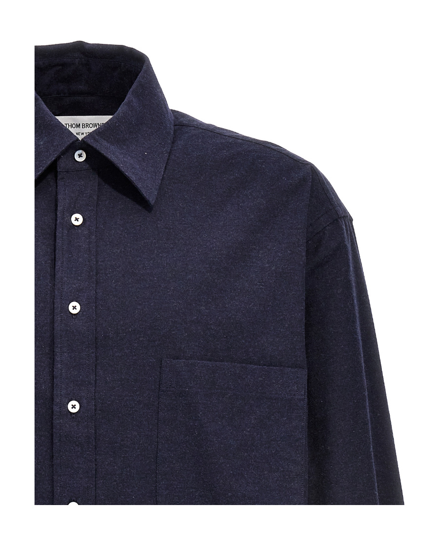 Thom Browne 4-bar Shirt In Light Wool In Black