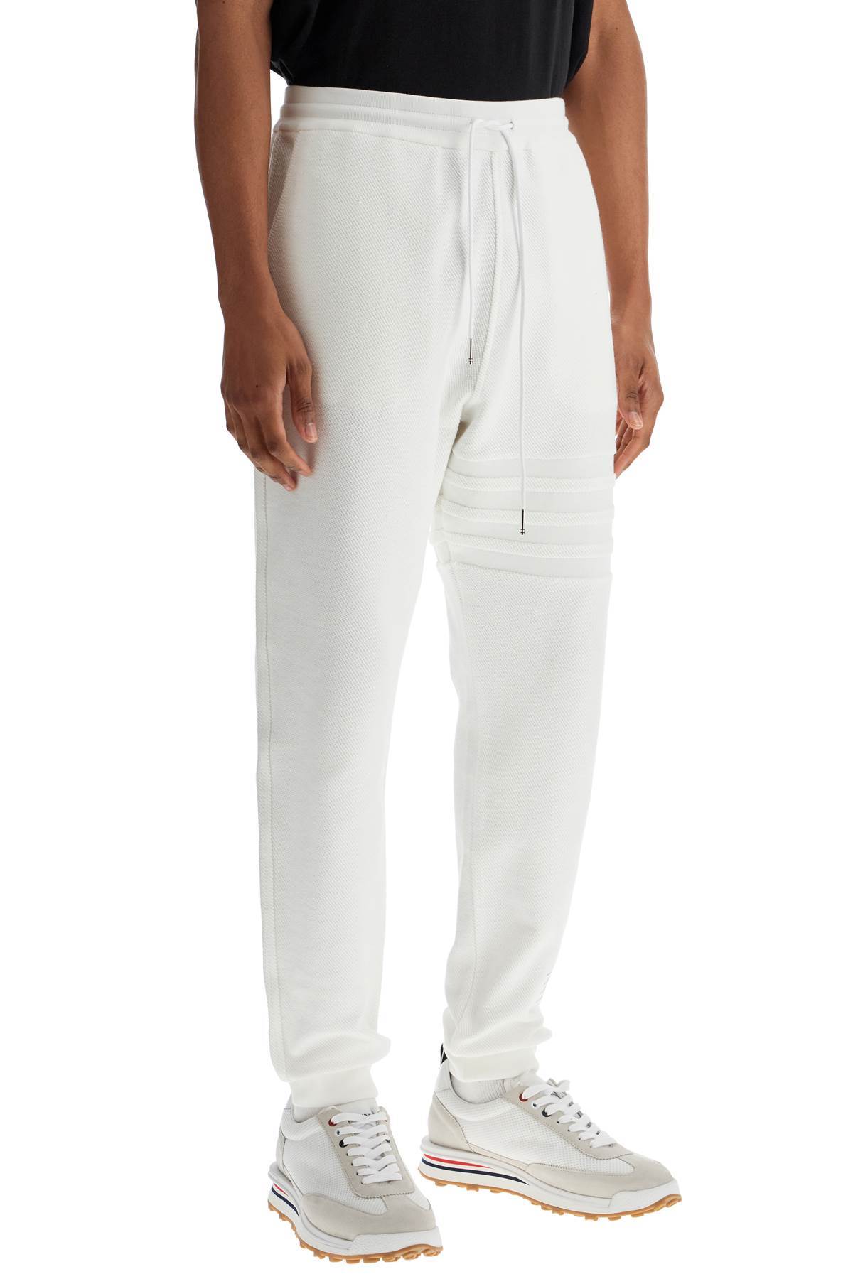 Thom Browne Four-striped Cotton Sweatpants In White