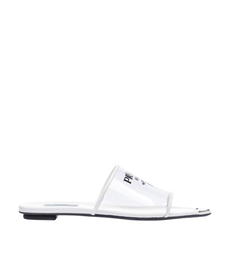 Shop Prada Logo Details, Flip-flops. In White