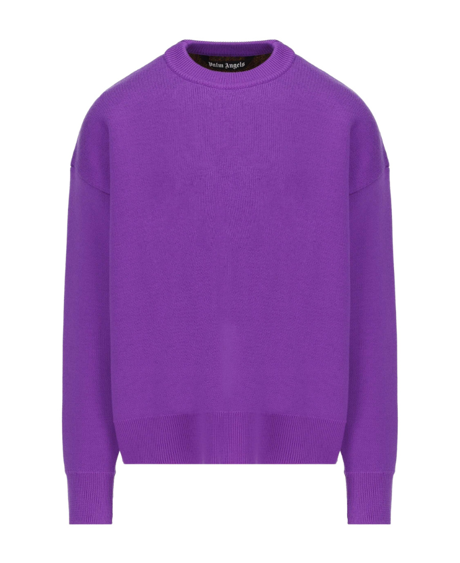 Palm Angels Palm-tree Wool-knit Jumper In Purple