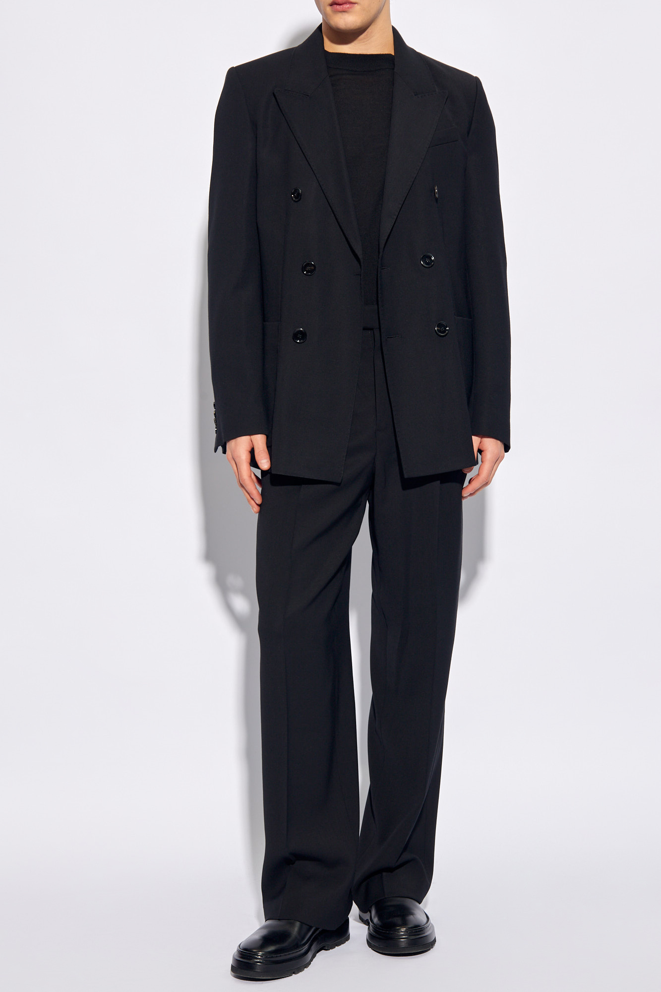 AMI ALEXANDRE MATTIUSSI AMI PLEATED WIDE-LEG TAILORED TROUSERS