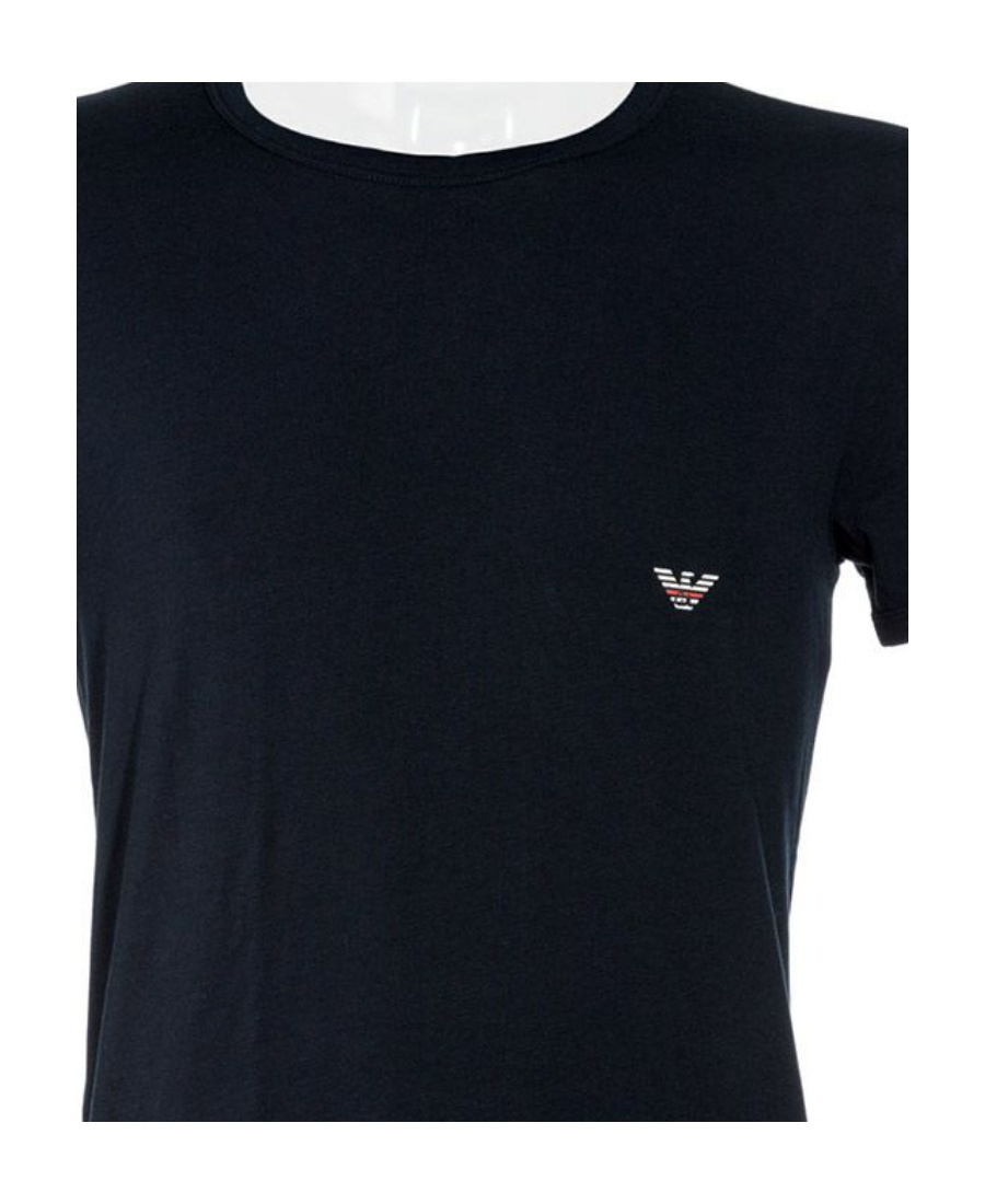 Emporio Armani Official Store Asv T-shirt Aus Jersey-lyocell-mischung Mit Zweifarbigem Mikroadler In Black