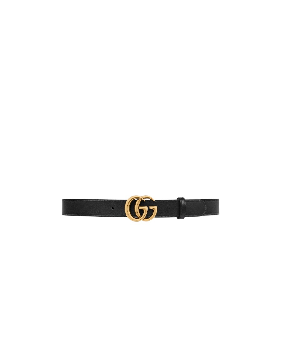Gucci Gg Marmont Reversible Thin Leather Belt In Nude
