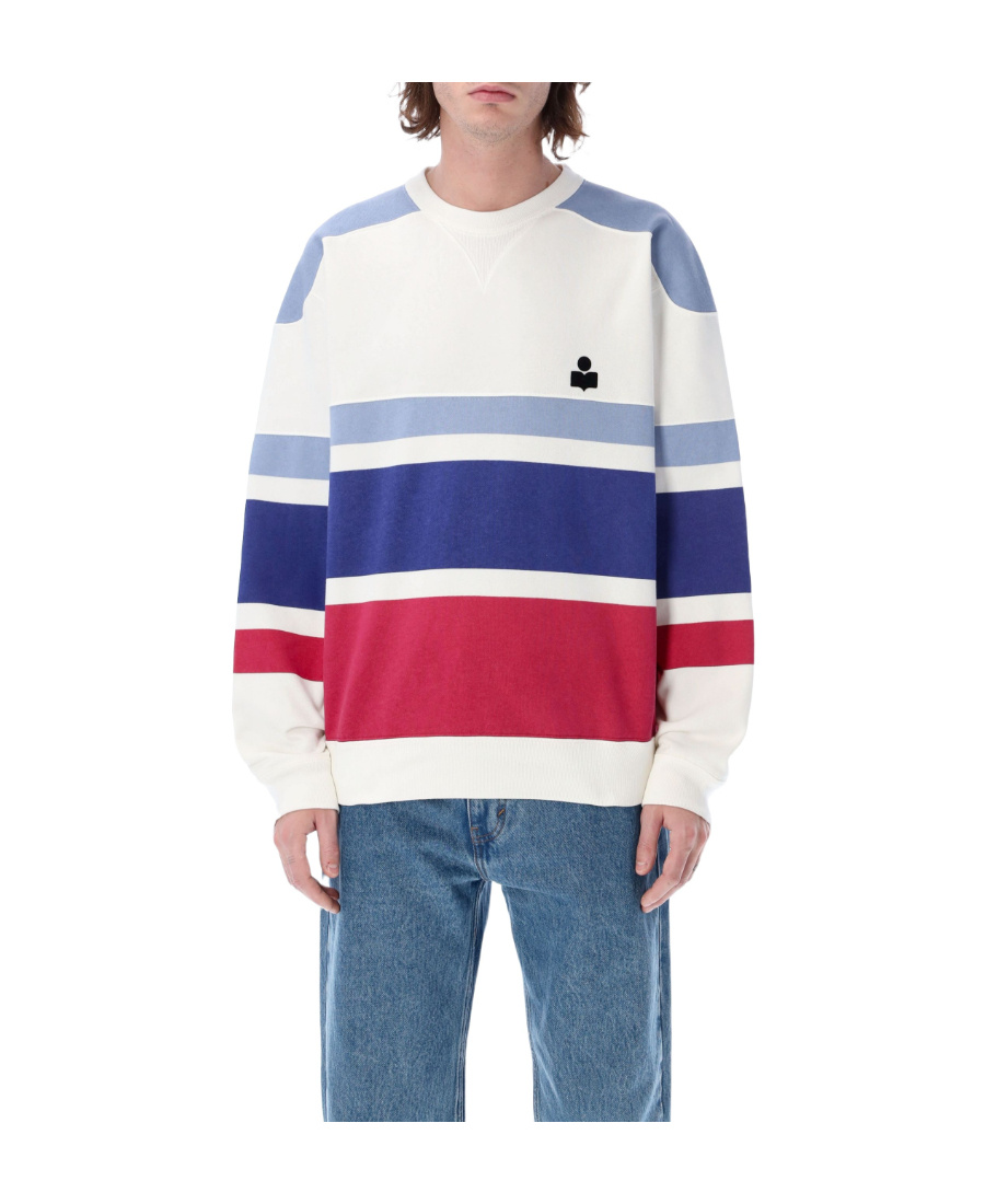 Isabel Marant Color Block Cotton Crewneck Sweatshirt In Blue