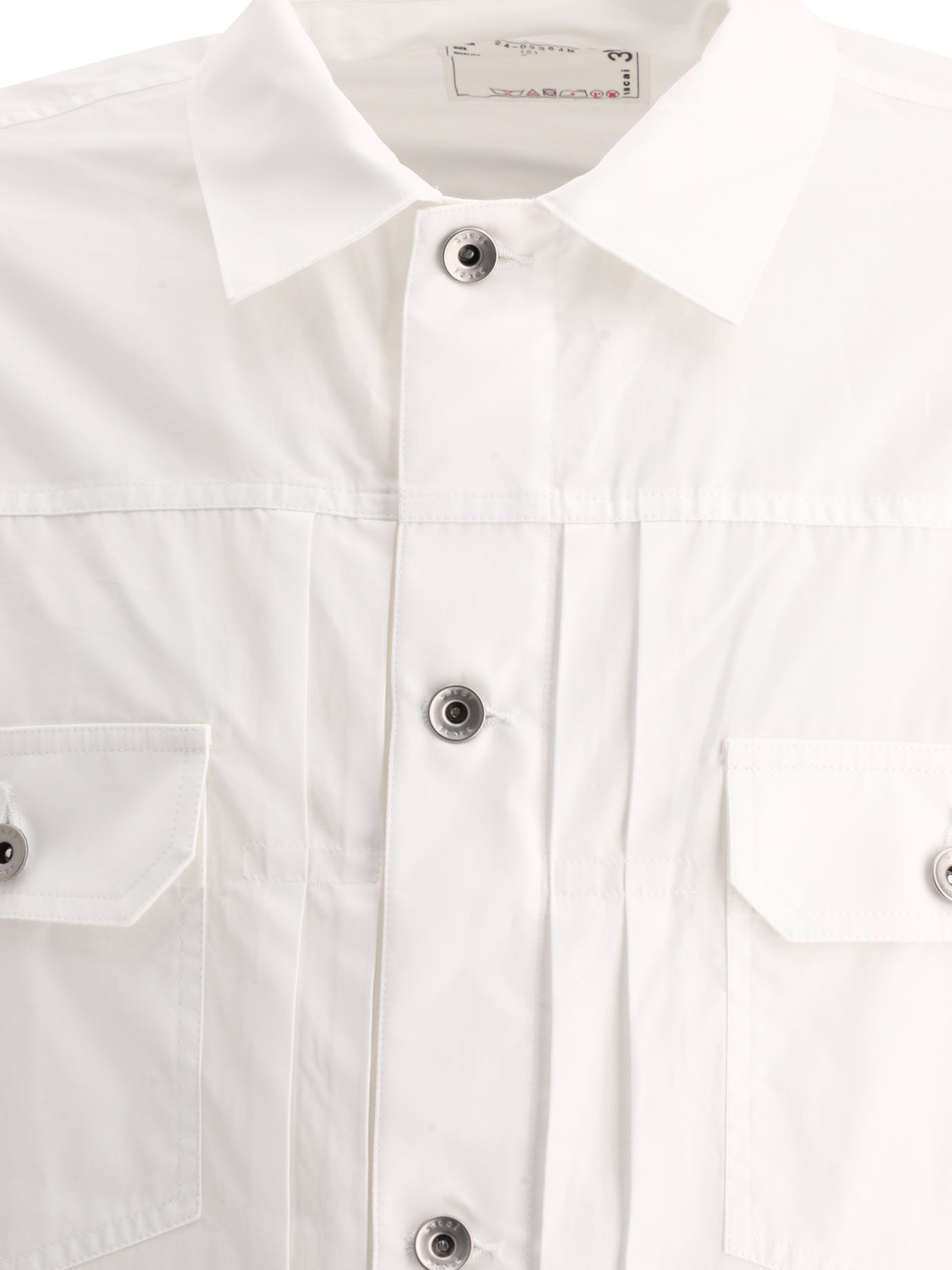 Sacai Thomas Mason Long-sleeved Shirt In White