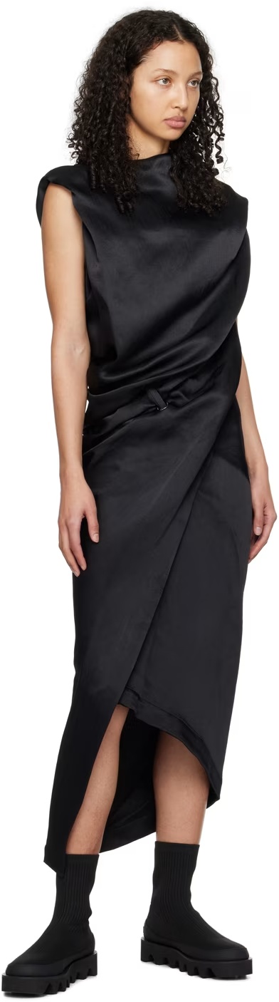 Issey Miyake Enveloping Asymmetric Maxi Dress In Black
