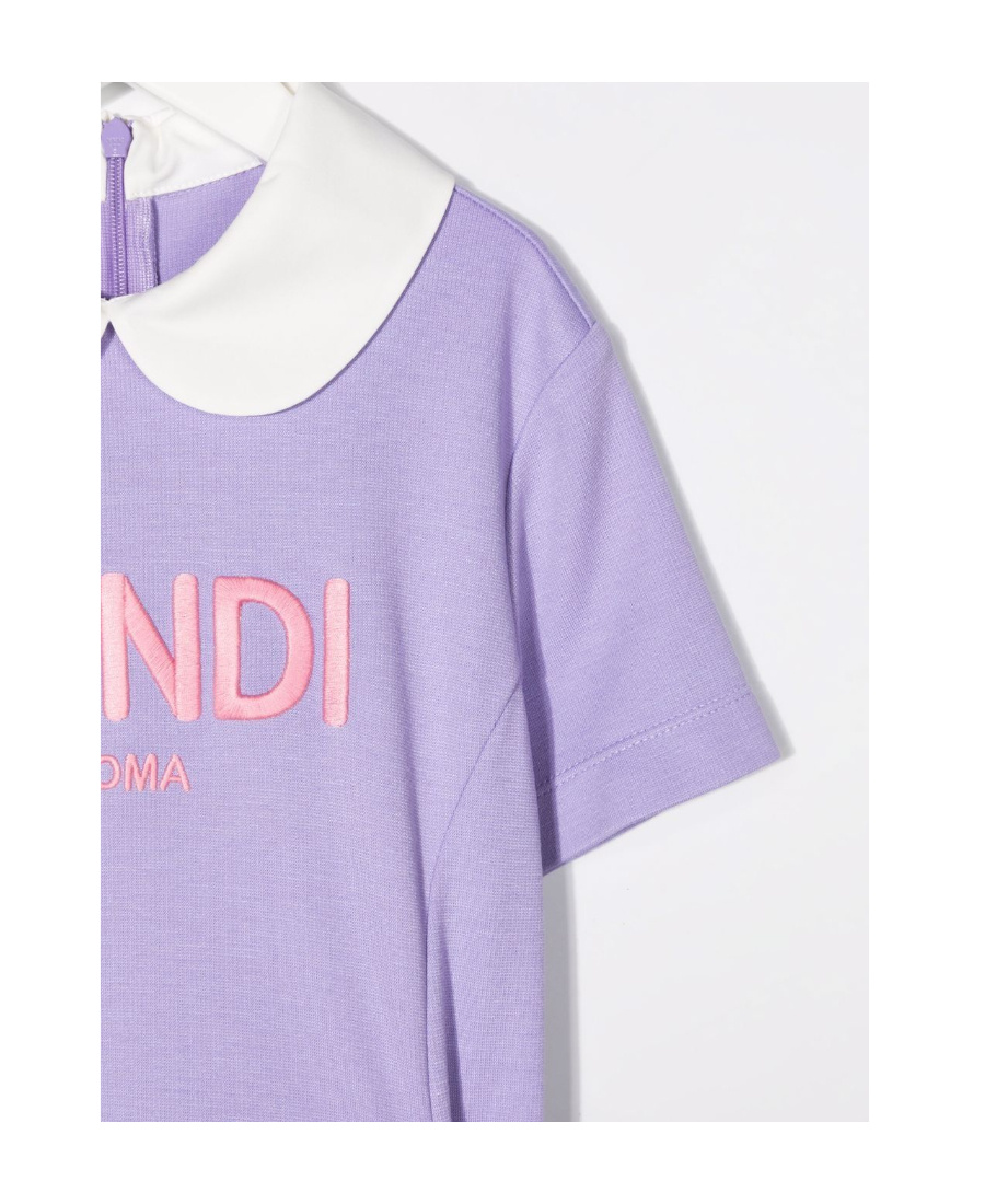 Fendi Logo-print Ruffle-detail Dress In Viola