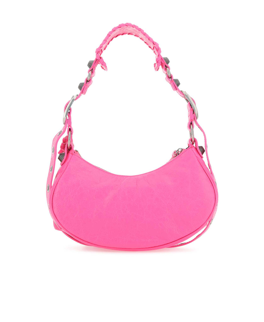 Balenciaga Small Leather Shoulder Bag With Heart-shaped Detail In Pink