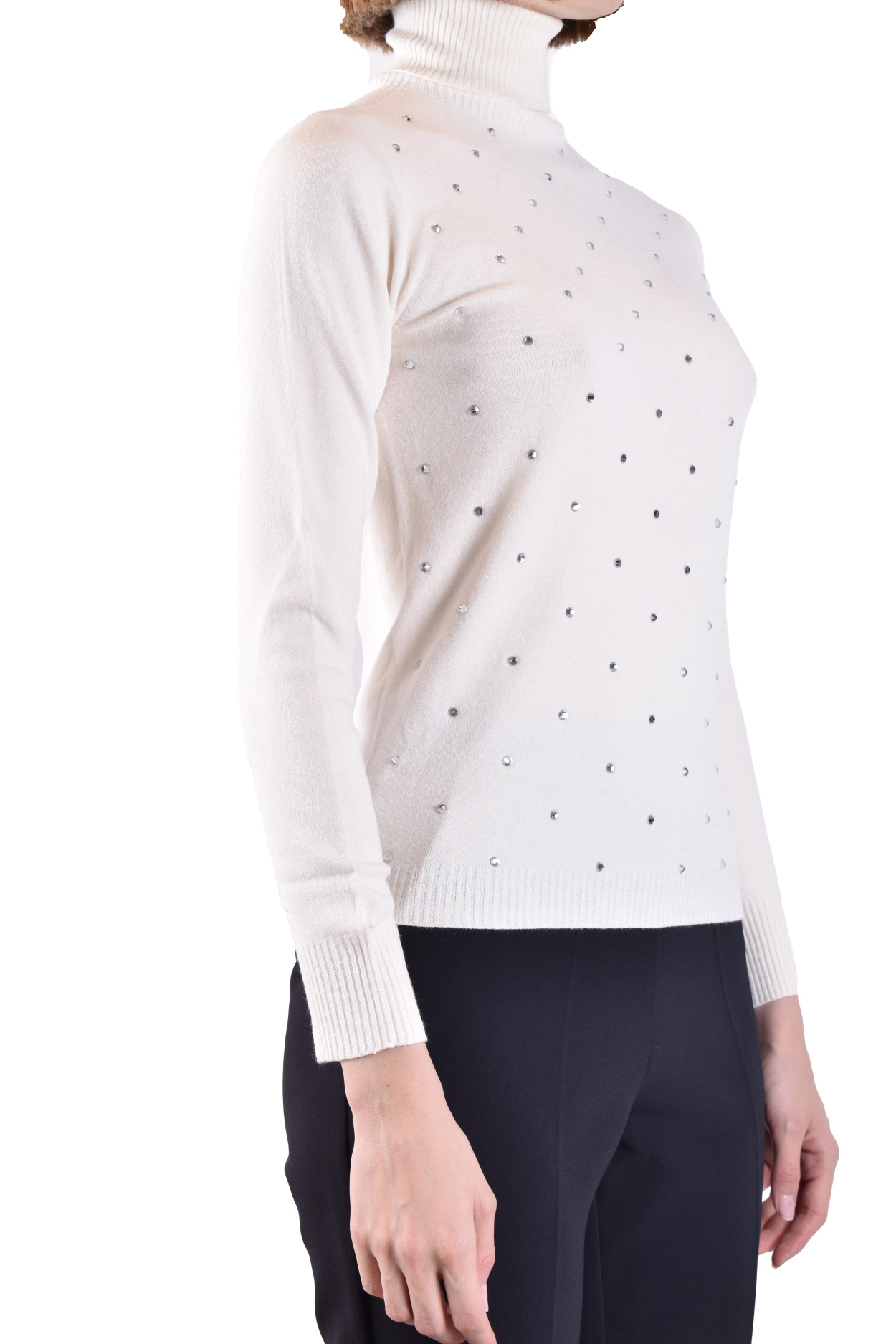 Ermanno Ermanno High-neck Long-sleeved Sweater In White