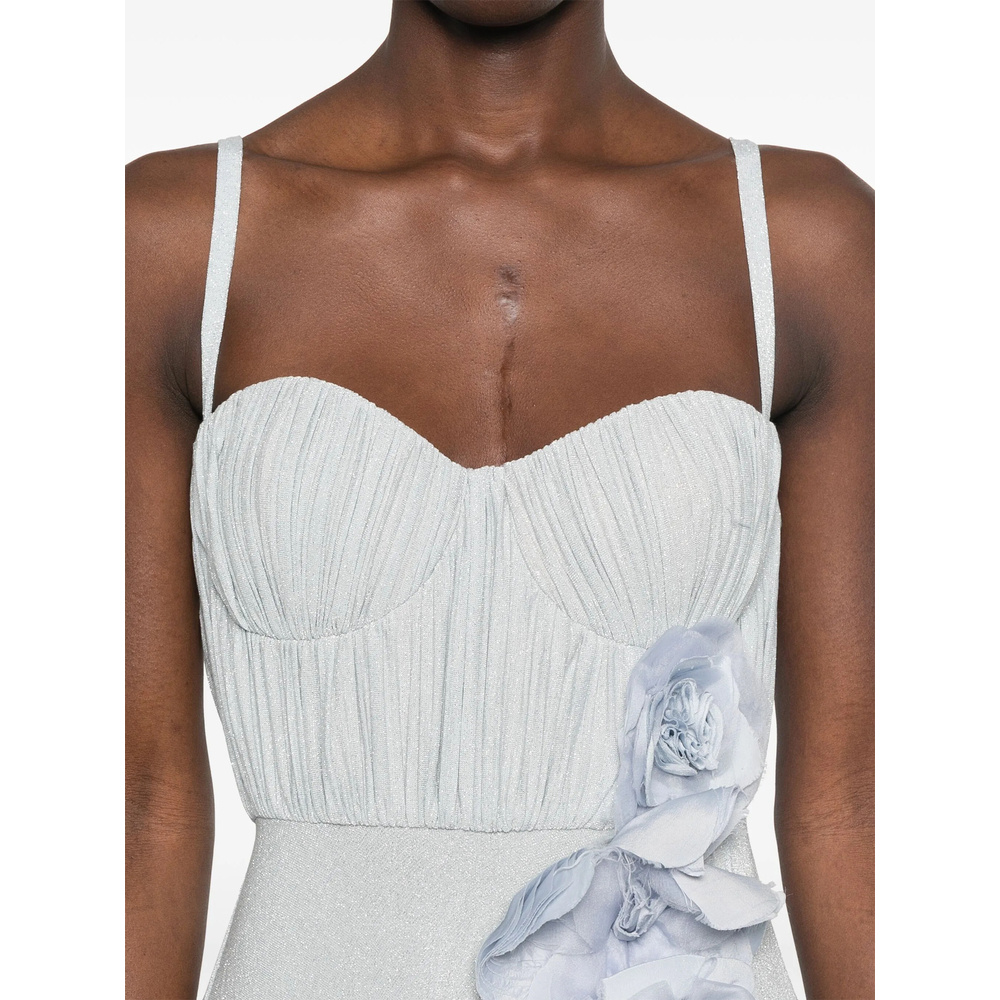 Elisabetta Franchi Maxi Dress With Sweetheart Neckline In Sky Blue