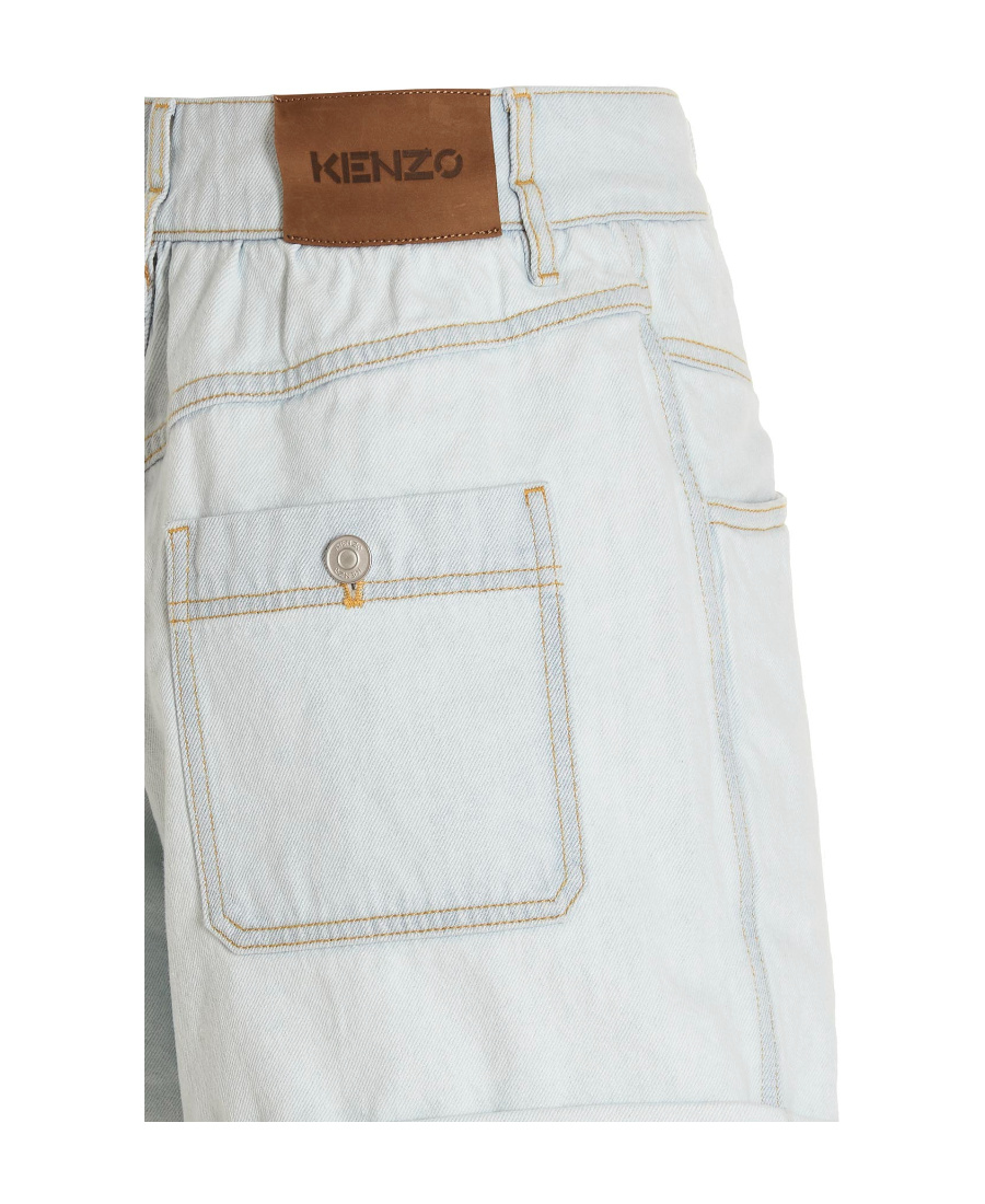 Kenzo High-waisted Denim Shorts In White