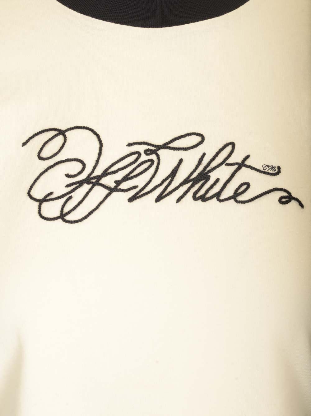 Off-white Fitted T-shirt With Embroidered Logo In White