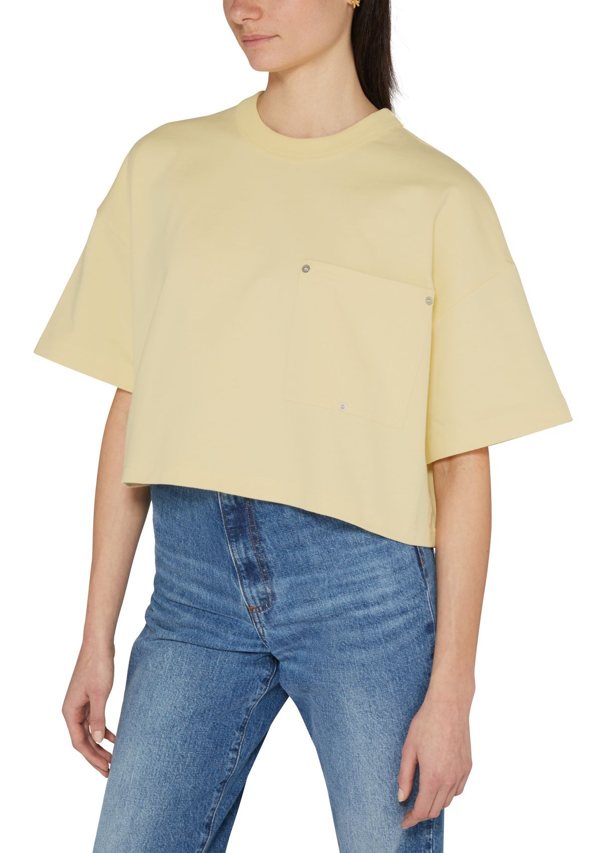 Bottega Veneta Decorative-stitching Cropped T-shirt In Nude