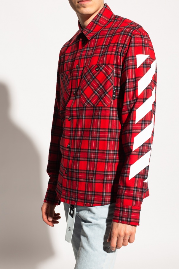 Off-white Diag Checked Flannel Shirt In Red