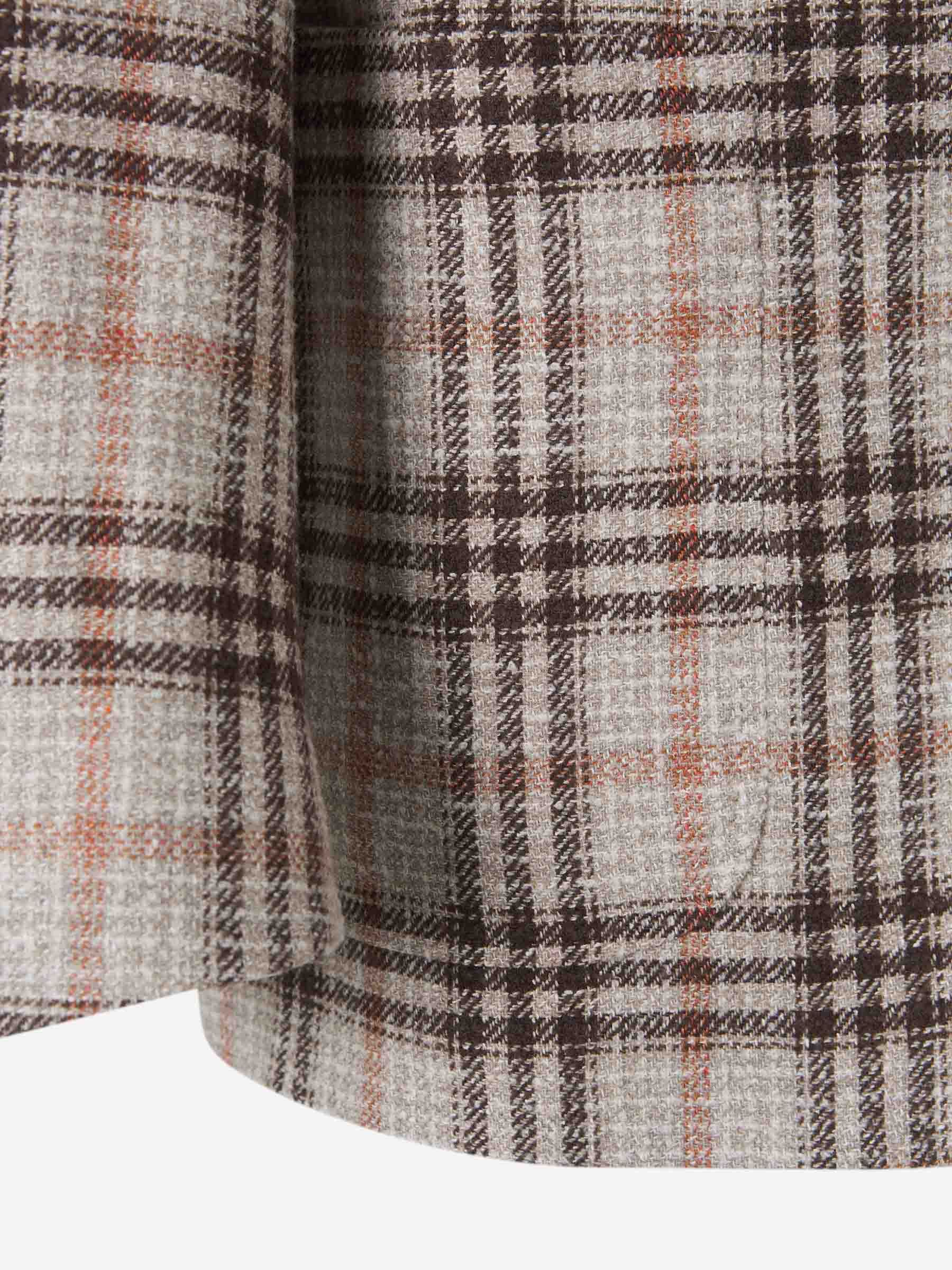 Canali Checked Wool Blazer In Nude
