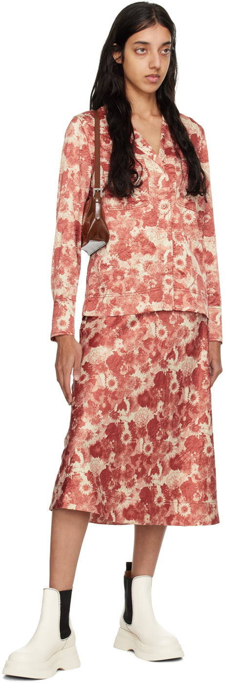 Ganni Floral-print Shirt In Multicolor