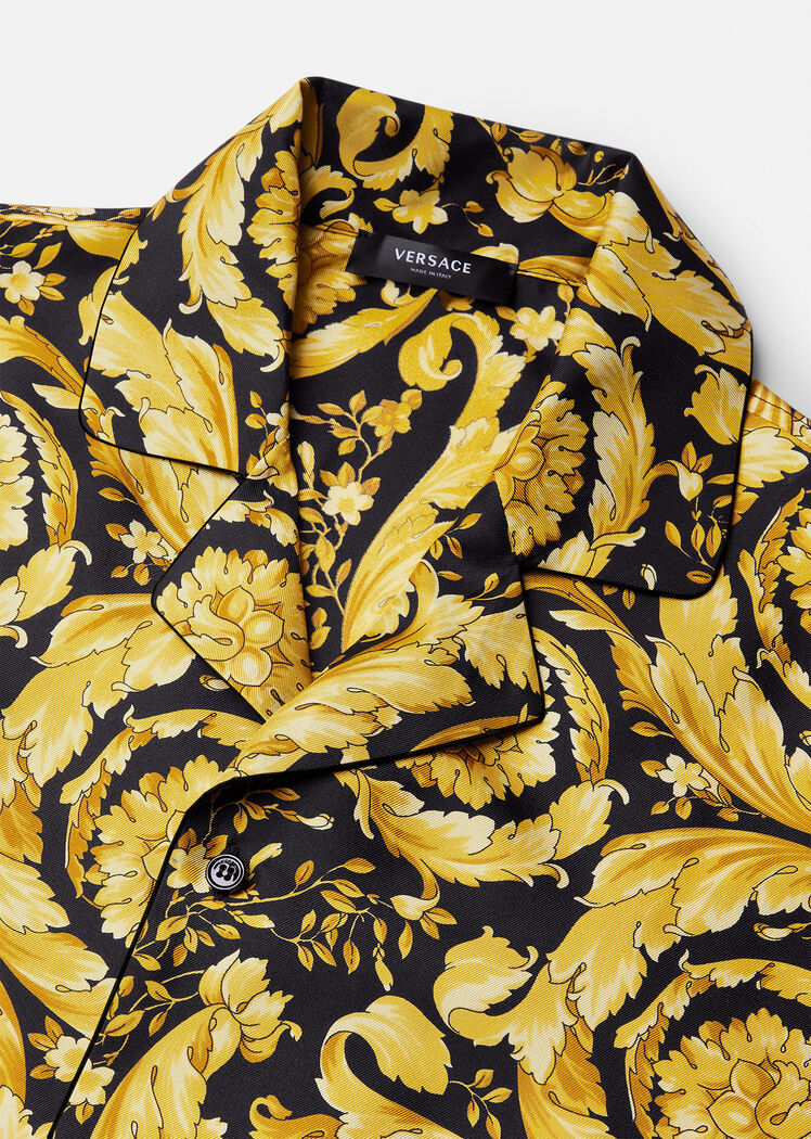Versace Barocco-print Pajama Top In Multicolor